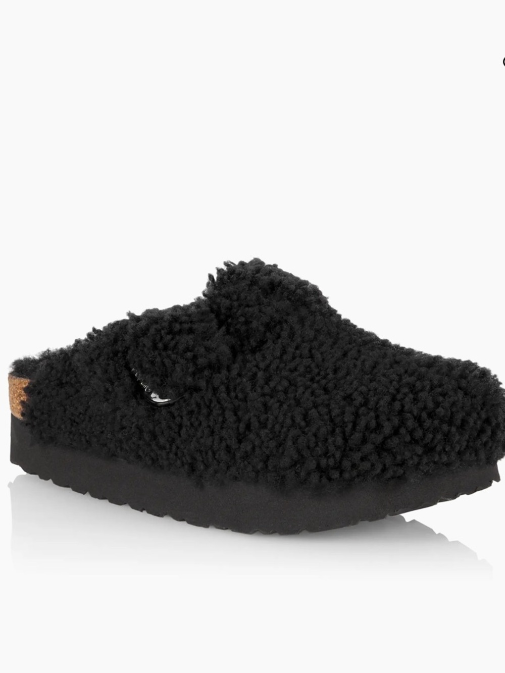 Papillio Birkenstock Black Boston Bug Buckle Platform Teddy Clogs Size 37 Boho